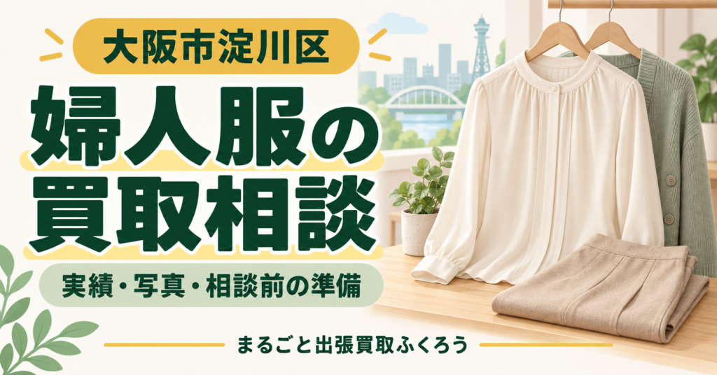 婦人服の買取相談と準備を案内する説明用イラスト